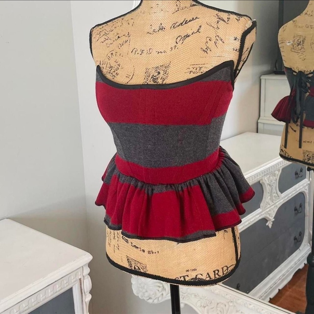 New York Couture Reworked Freddy Krueger Halloween Boned Ruffle Corset Crop Top